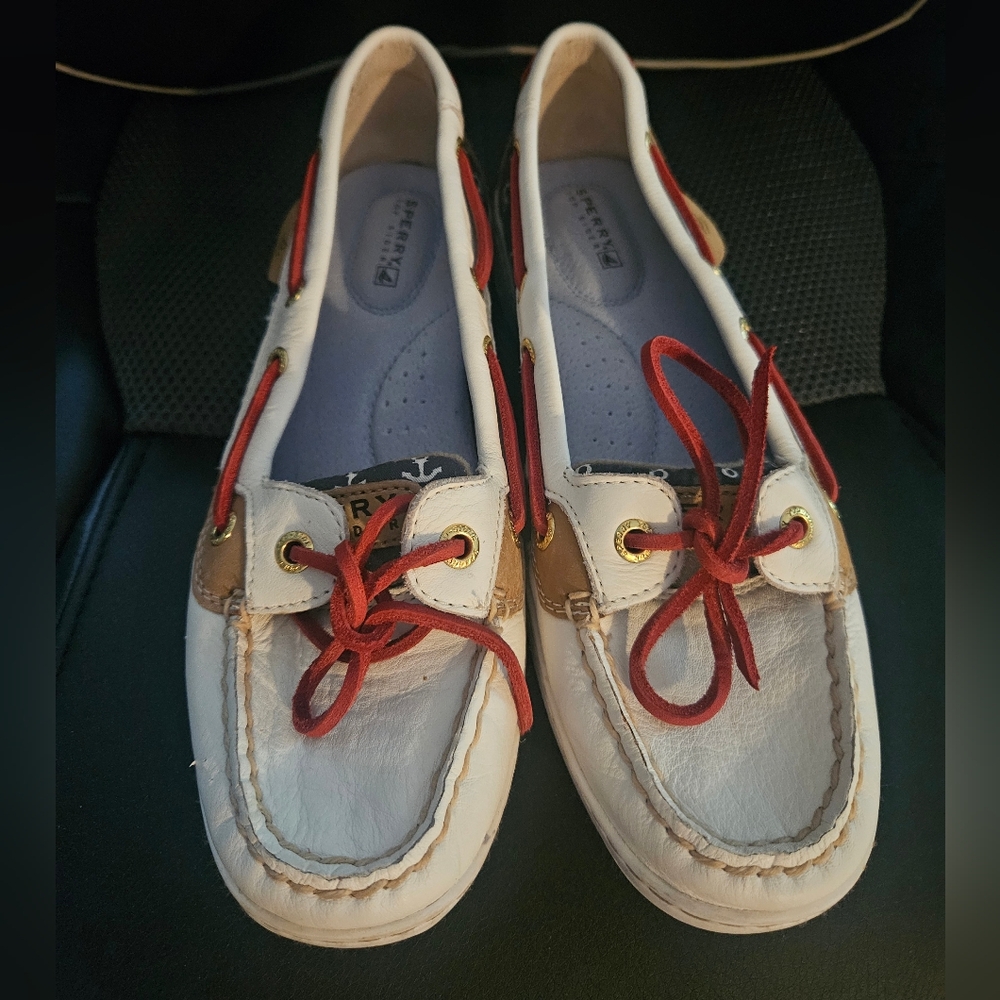 Sperry Women's White and Red Boat Shoes